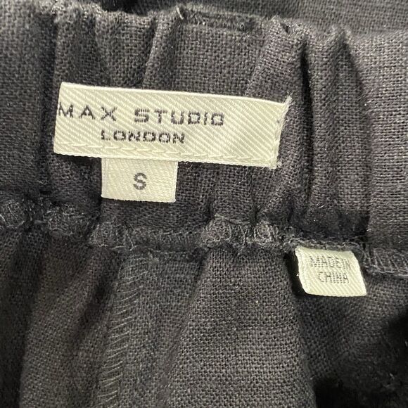 Max Studio Classic Black Linen Blend Wide Leg Cropped Pants Women's Size S - Picture 10 of 12